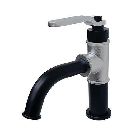 Kingston Brass KS2821KL Single-Handle Bathroom Faucet with Push Pop-Up, Matte Black/Polished Chrome KS2821KL